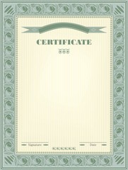 certificate. Diploma. Ornamental frame. Vector template