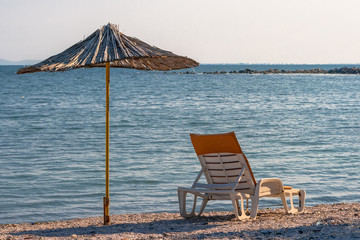Sunbed and parasol made ​​of bamboo