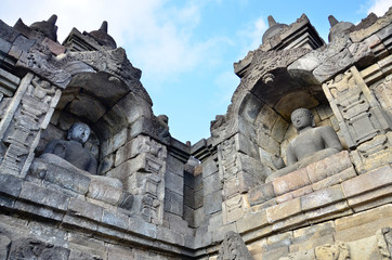 Fototapeta premium Details in Borobudur unesco heritage site, Java, Indonesia