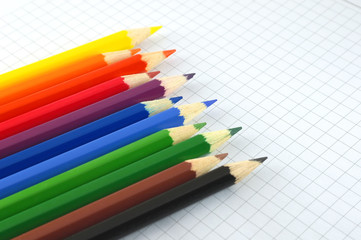 Fototapeta premium Color pencils on the checked paper