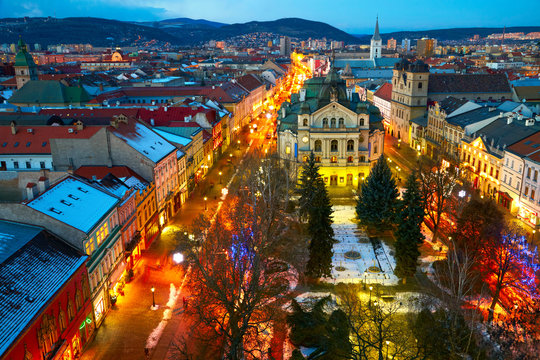 Night view of Kosice, Slovakia