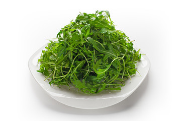 Green ruccola salad isolated