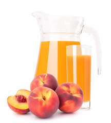 Peach fruit juice in glass jug