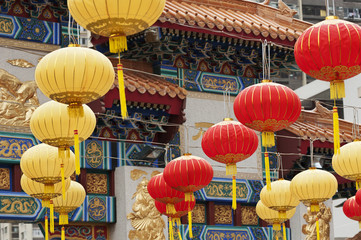 Fototapeta premium Paper lanterns in in Wong Tai Sin Temple in Hong Kong