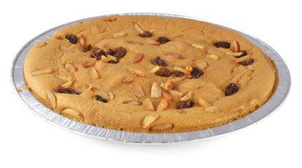 fruitcakes with raisin, a peanut, candied fruits, chocolate