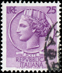 ITALY - CIRCA 1953: A stamp printed in Italy shows Italia Turrit