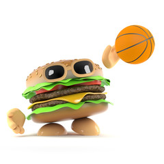 Burger plays basketball
