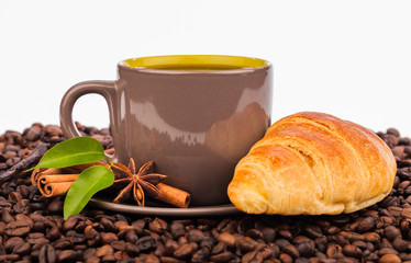 coffee cup and coffee beans