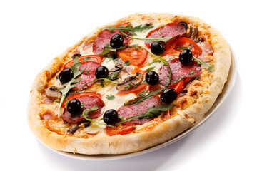 Pizza on white background