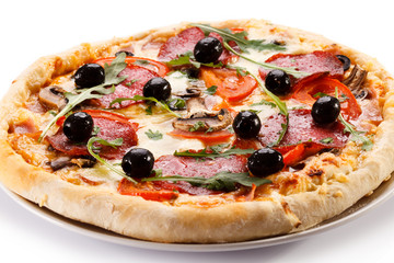 Pizza on white background