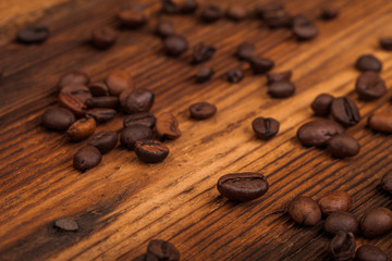 coffee beans on old table