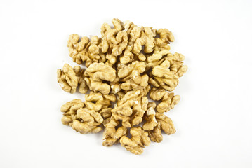 Walnuts on white background