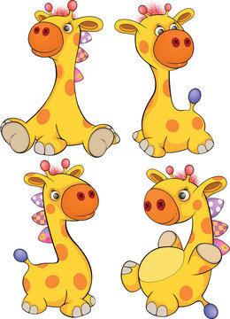 Set of toy giraffes cartoon