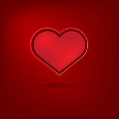 Red heart Valentines day card on red background