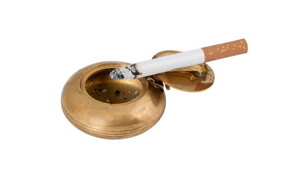 Pocket ashtray with a cigarette