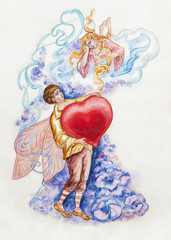 young man makes a gift to a girl