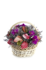 Flower arrangement in basket