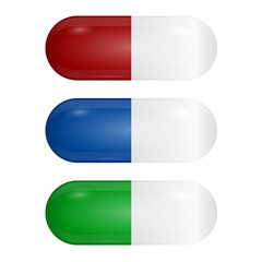 Set of colored pills