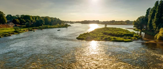 Poster Panorama of Loire River at sunset, landscape near Amboise, France © scaliger
