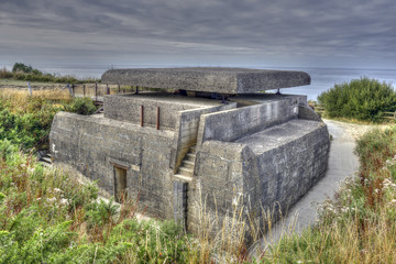 Old broken German bunkers of Atlantic Wall of Longues sur Mer