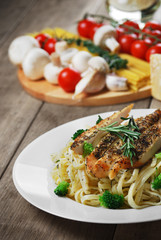 Pasta with fried chicken