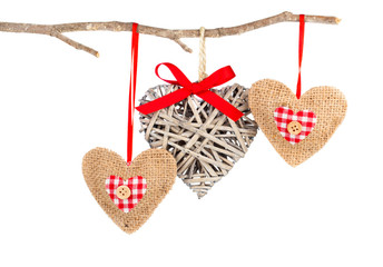 set of hearts shaped decoration, over white background