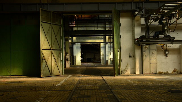Abandoned industrial interior in dark colors