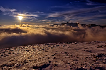 A frosty day is in mountains