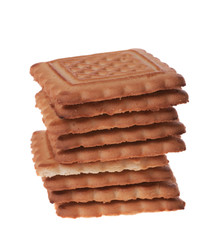 Many cookies on white background