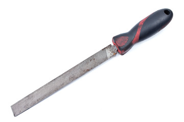 Old used long rasp isolated on white