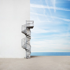 Wall with spiral staircase - obrazy, fototapety, plakaty