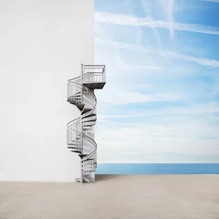 Poster Trappen Wall with spiral staircase