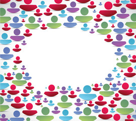 people around a speech bubble. illustration