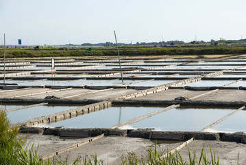 Fototapeta na wymiar Stawy odparowaniu gospodarstwie soli, Portugalia