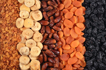 Various dried fruits background