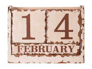 Vintage Valentines day calendar icon. 14 february