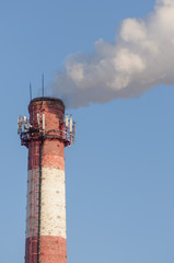 Pipe the gas boiler house with the blue sky