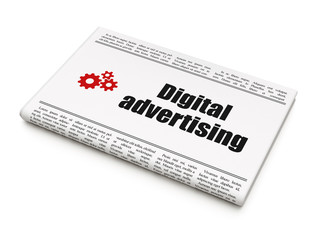 Advertising concept: newspaper with Digital Advertising and