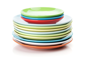 Colorful plates and saucers