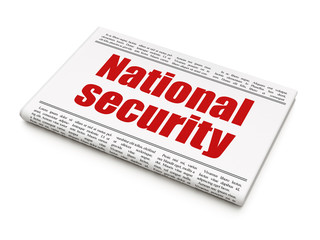 Protection concept: newspaper headline National Security