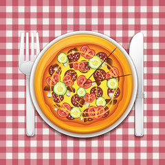 Pizza On A Tablecloth