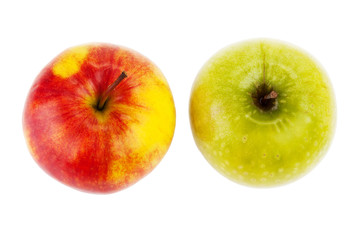 Red and green apples isolated on white background