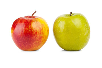 Red and green apples isolated on white background