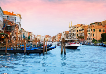 Fototapeta na wymiar Boats and gondolas in Venice