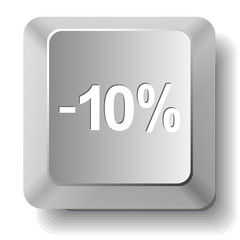 -10%. Vector computer key.