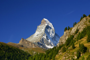 Matterhorn (4478m) in the Pennine Alps from Zermatt, Switzerland