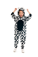 Little boy as happy cow