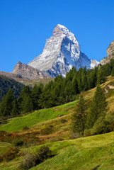 Obraz premium Matterhorn (4478m) in the Pennine Alps from Zermatt, Switzerland