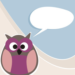 Funny vector talking owl hand drawn illustration