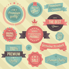 Vector Vintage Badges and Ribbons Set